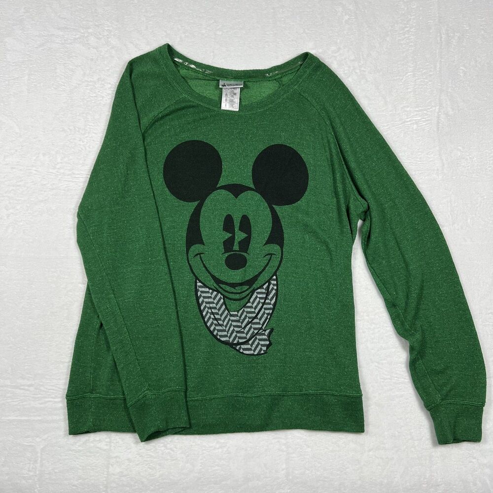 Disney Parks Mickey Mouse Sweater Women's Size XL Green Pullover Graphic